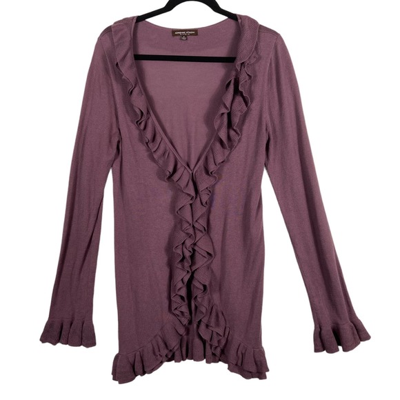 Adrienne Vittadini Ruffle Long Sleeves Cardigan Size Medium - Picture 1 of 8